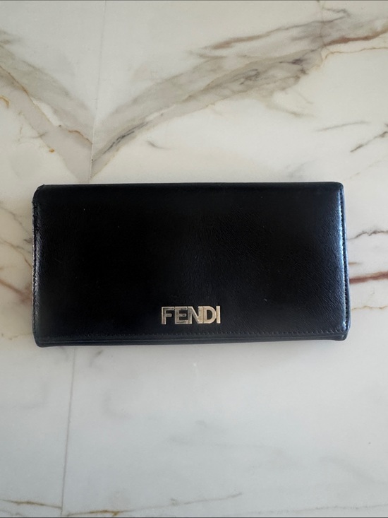 Fendi Handbags - Fendi Black Leather Logo Continental wallet